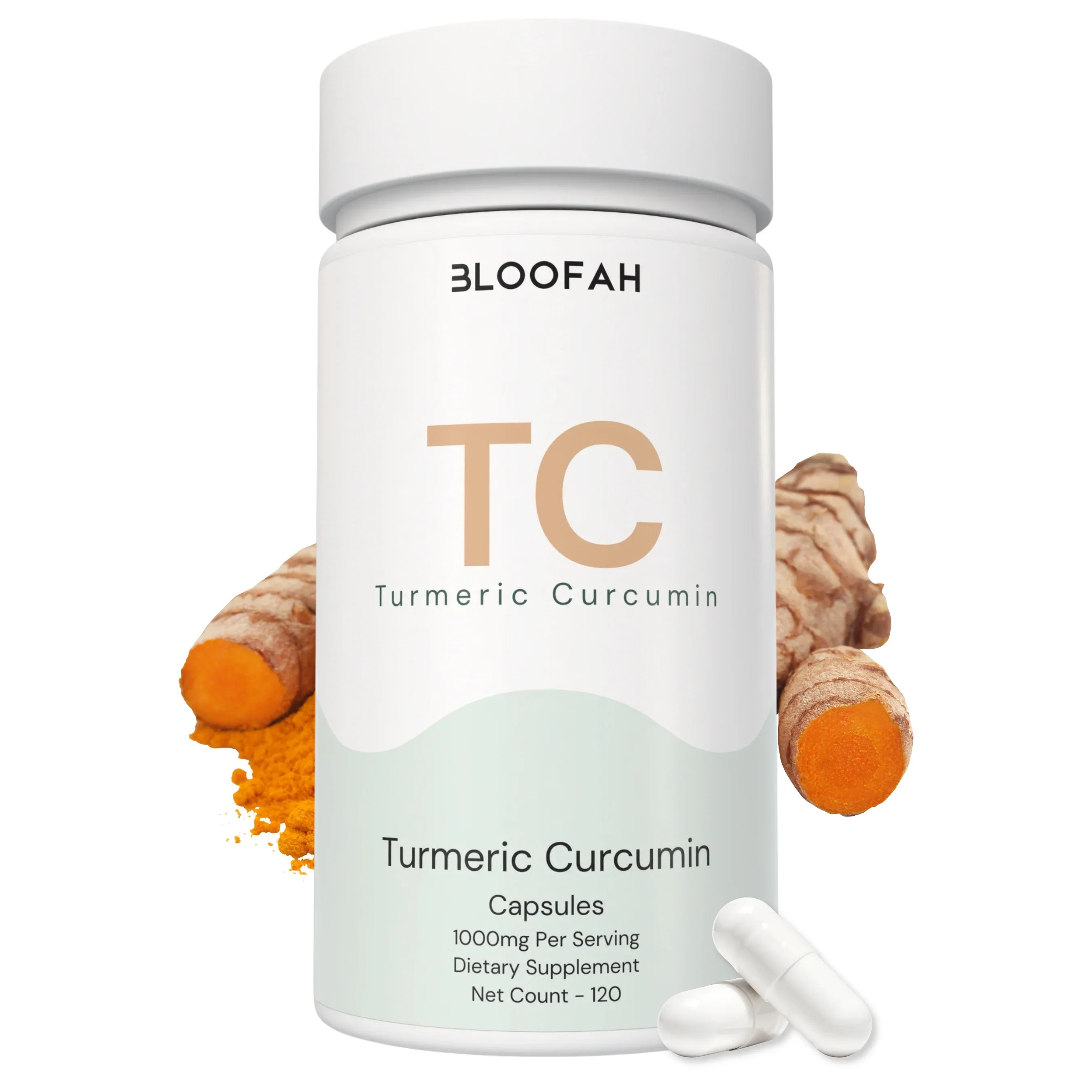 Bloofah TC Turmeric Capsules 1000mg | Curcuma longa Root with Black Pepper | 120 Capsules