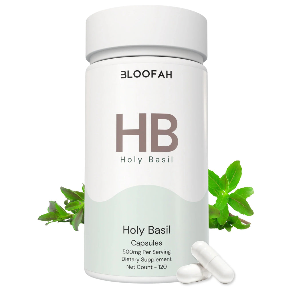 Bloofah HB Holy Basil Capsules 500mg | Ocimum tenuiflorum (Tulsi) Extract | 120 Capsules