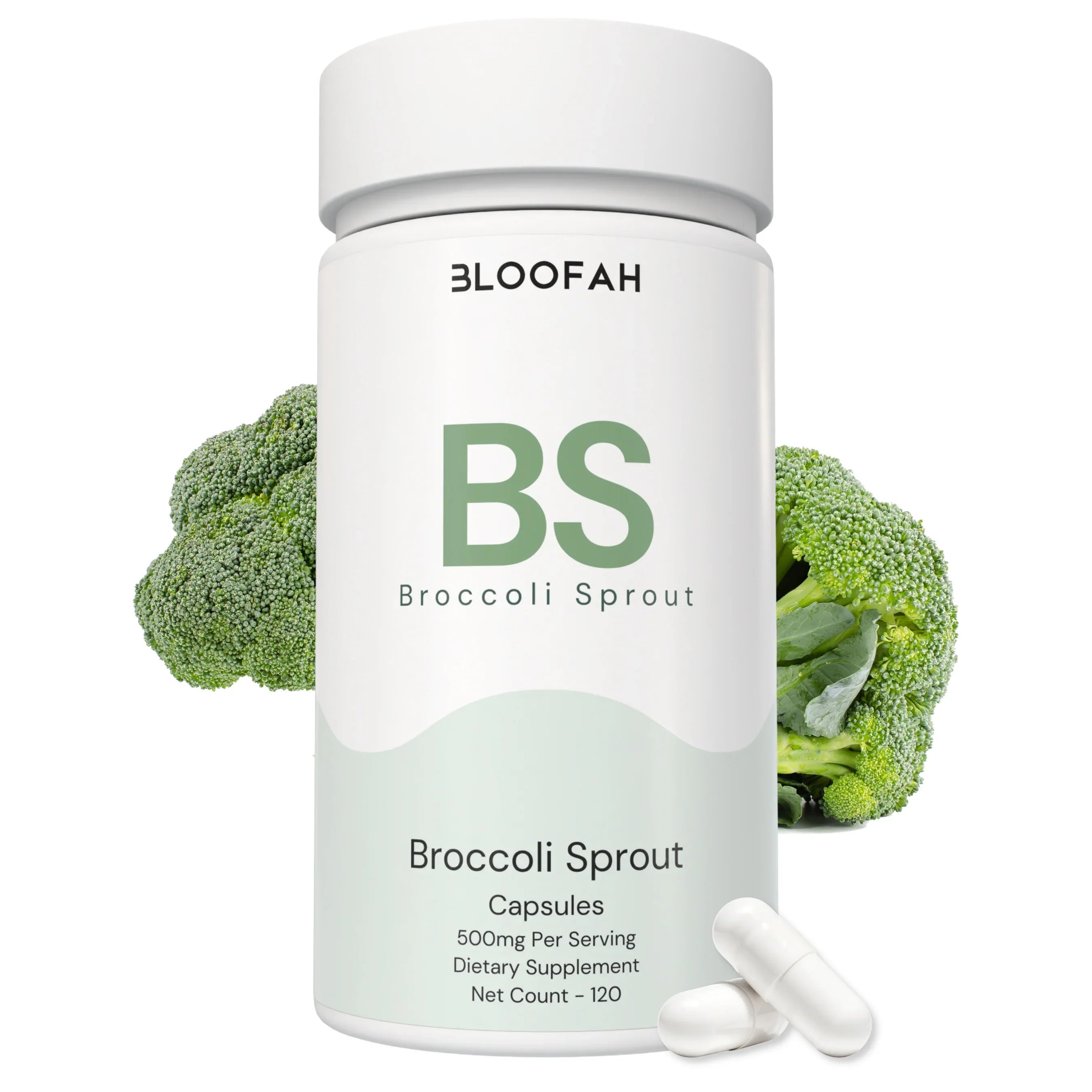 Bloofah BS Broccoli Sprout Capsules 500mg | Sulforaphane-Rich Brassica Extract | 120 Capsules