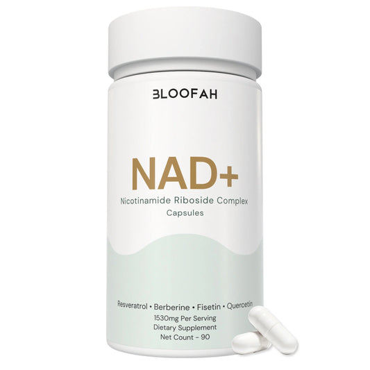 Bloofah NAD+ Capsules 1530mg | Nicotinamide Riboside + Resveratrol + 18 Botanical Herbs | 90 Vegan Capsules