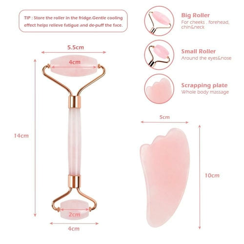 Rose Quartz Jade Roller Face Slimming Massager Face Lifting Natural