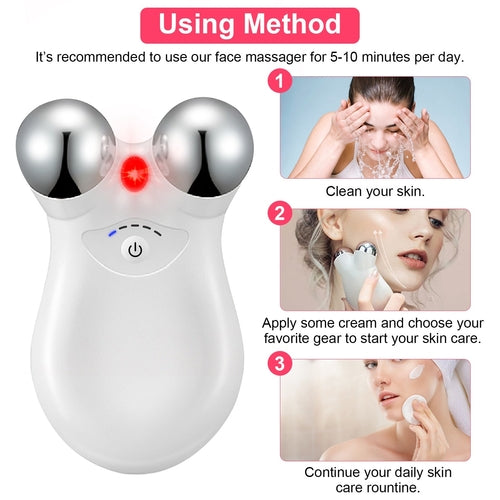 1Pc Micro-current Face Massager Rechargeable Face Neck Roller