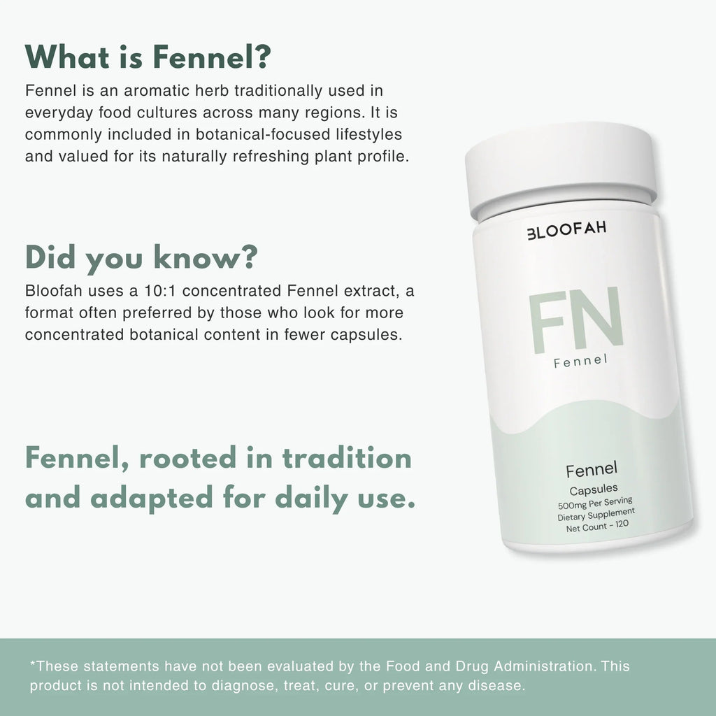 Bloofah FN Fennel Capsules 500mg | Foeniculum vulgare Seed Extract | 120 Capsules