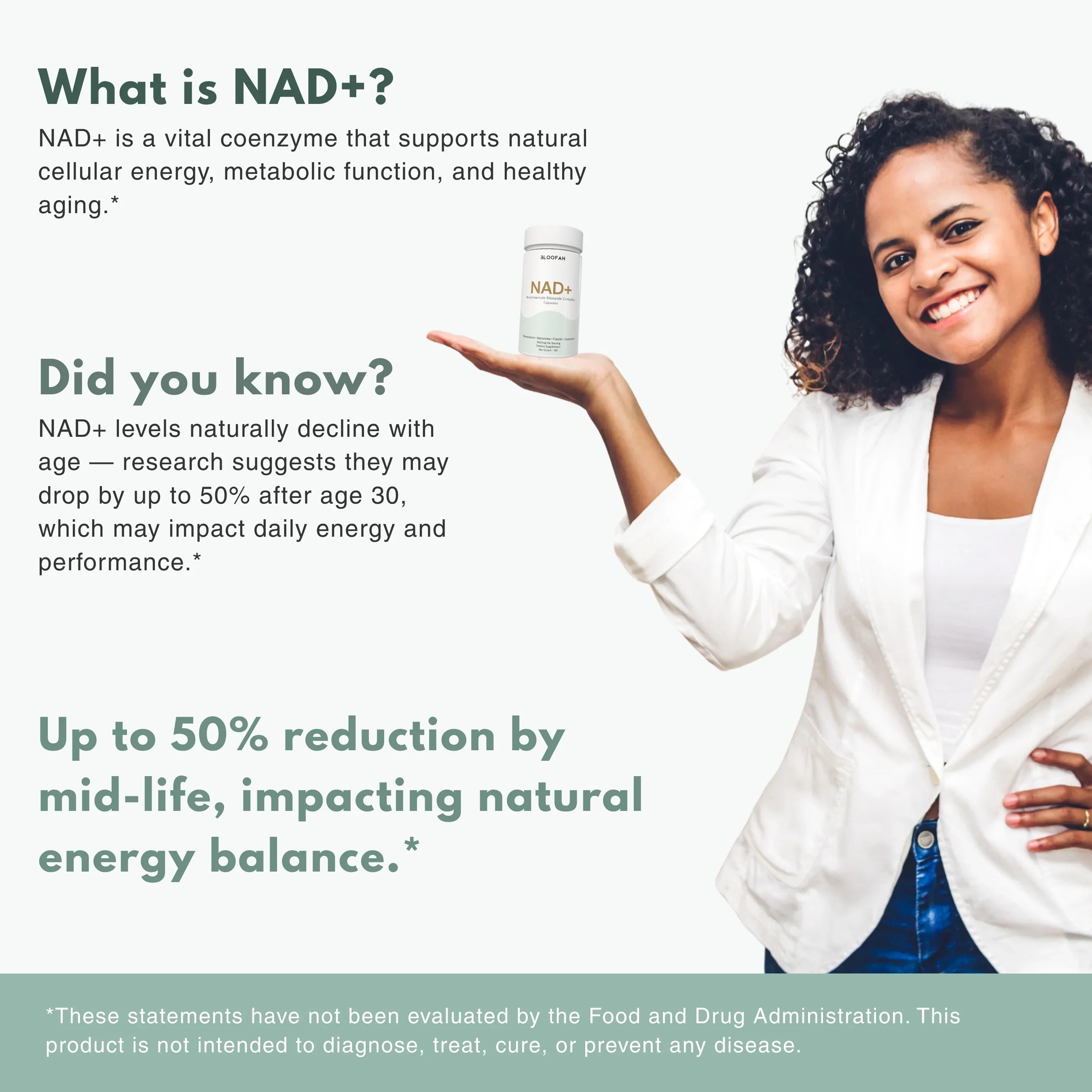Bloofah NAD+ Capsules 1530mg | Nicotinamide Riboside + Resveratrol + 18 Botanical Herbs | 90 Vegan Capsules