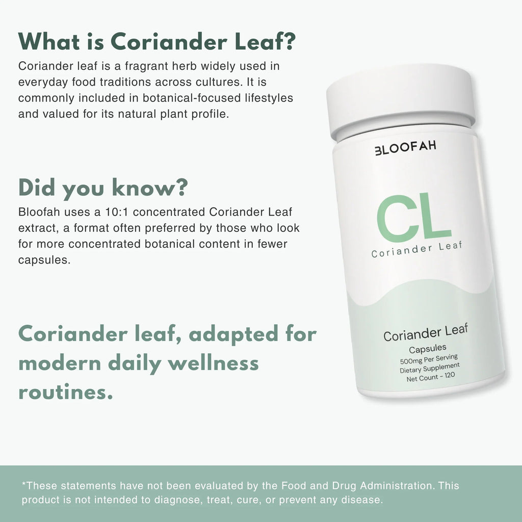 Bloofah CL Coriander Capsules 500mg | Coriandrum sativum Leaf Extract | 120 Capsules