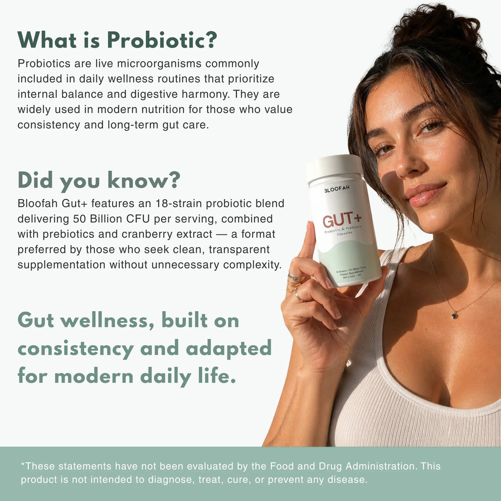 Bloofah Gut+ Women's Probiotic 50B CFU | 18 Strains + Prebiotic & Cranberry | 120 Capsules