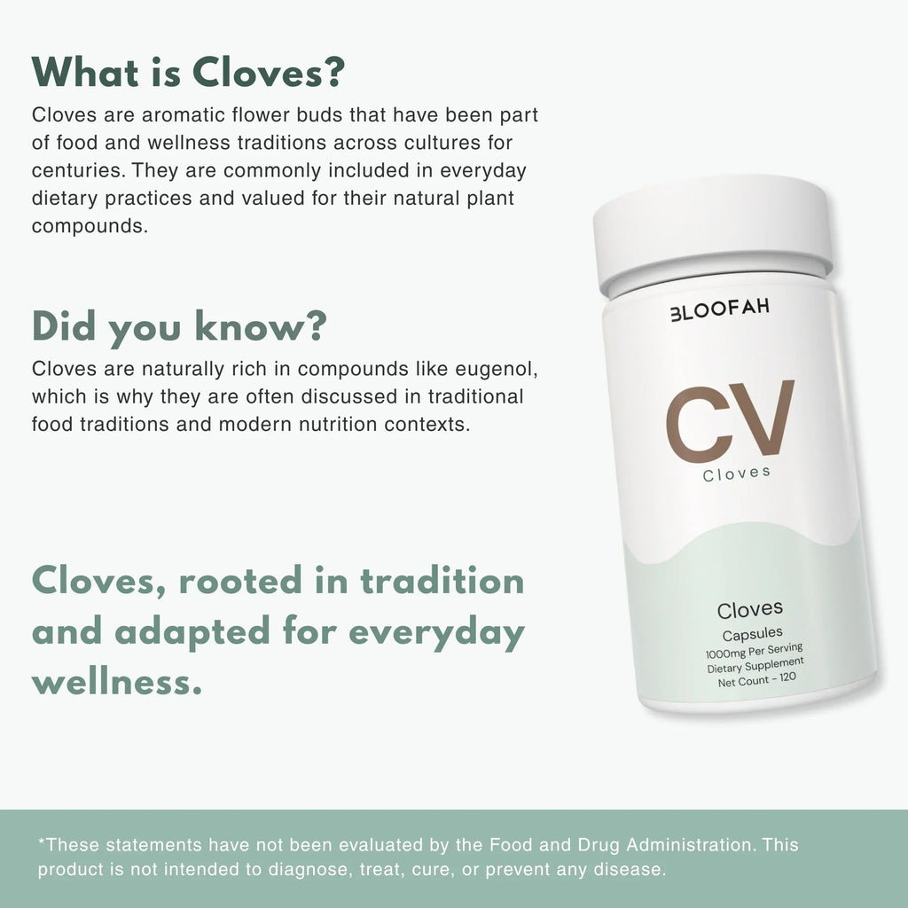 Bloofah CV Clove Capsules 1000mg | Syzygium aromaticum Bud | 120 Capsules