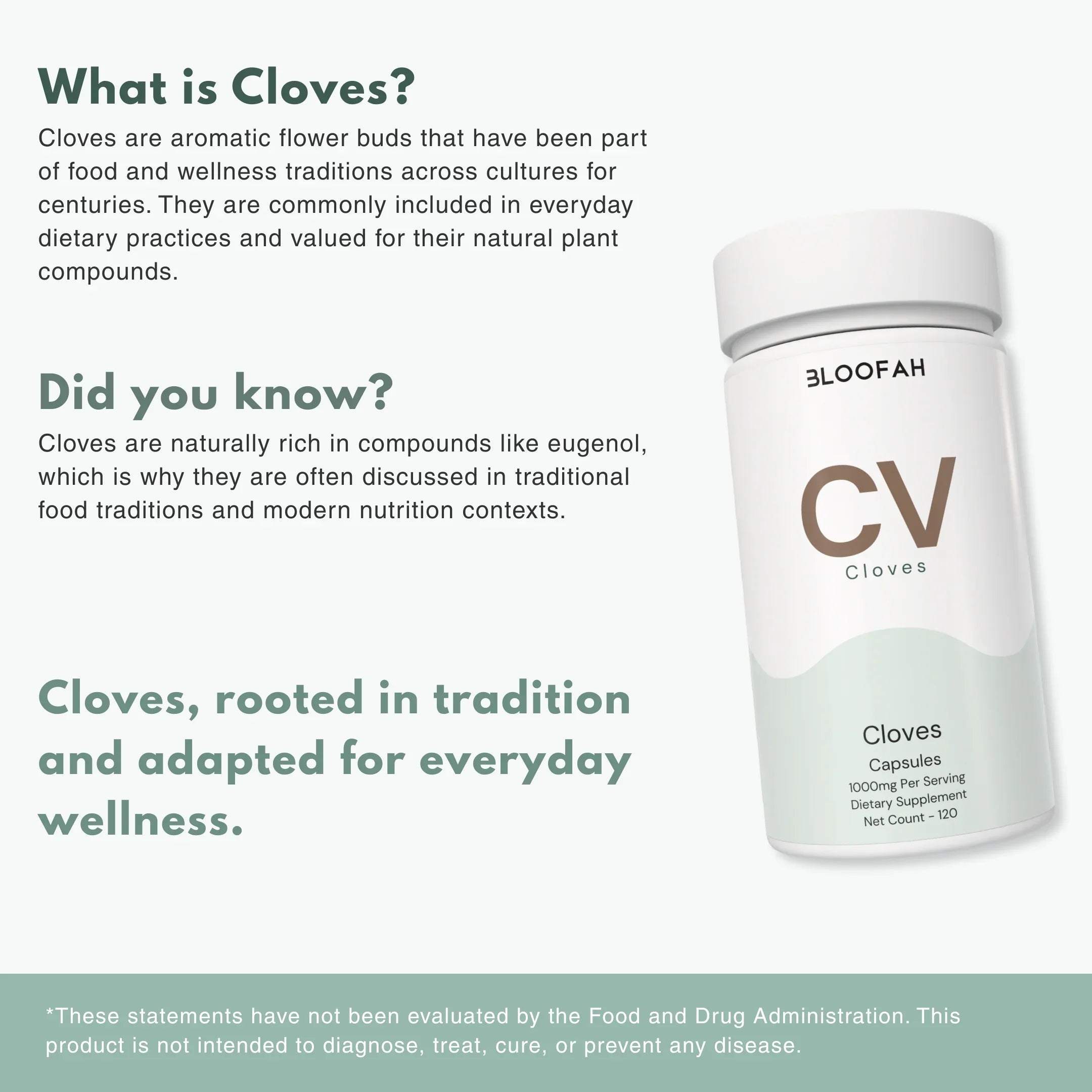 Bloofah CV Clove Capsules 1000mg | Syzygium aromaticum Bud | 120 Capsules