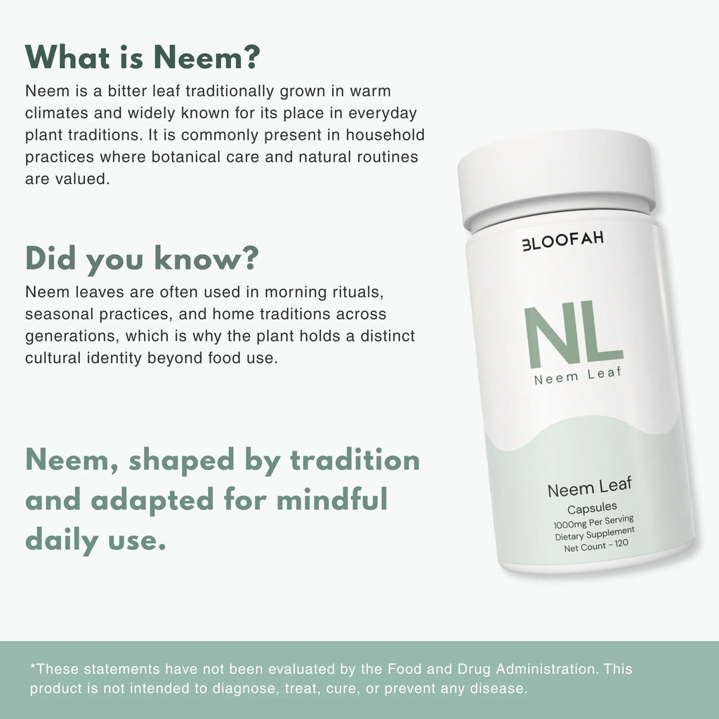 Bloofah NL Neem Capsules 1000mg | Azadirachta indica Leaf | 120 Capsules
