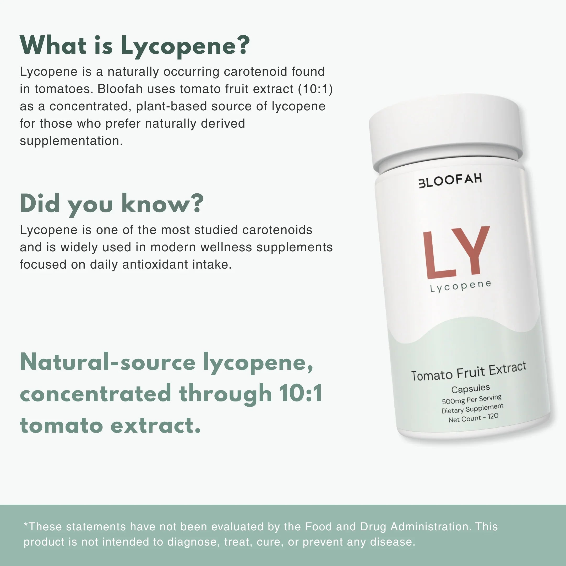 Bloofah LY Lycopene Supplement 500mg | Tomato Fruit Extract Capsules | Rich in Naturally Occuring Lycopene