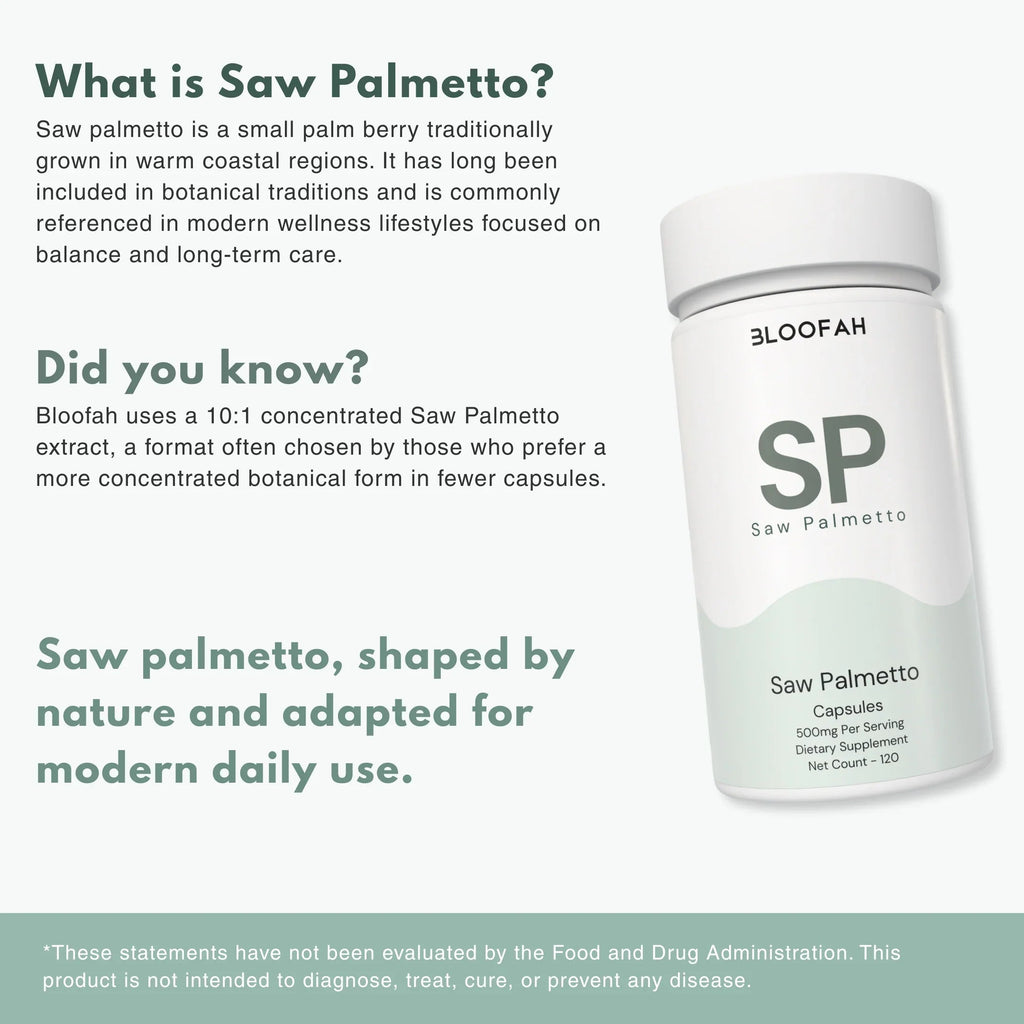 Bloofah SP Saw Palmetto Capsules 500mg | Serenoa repens Berry Extract | 120 Capsules