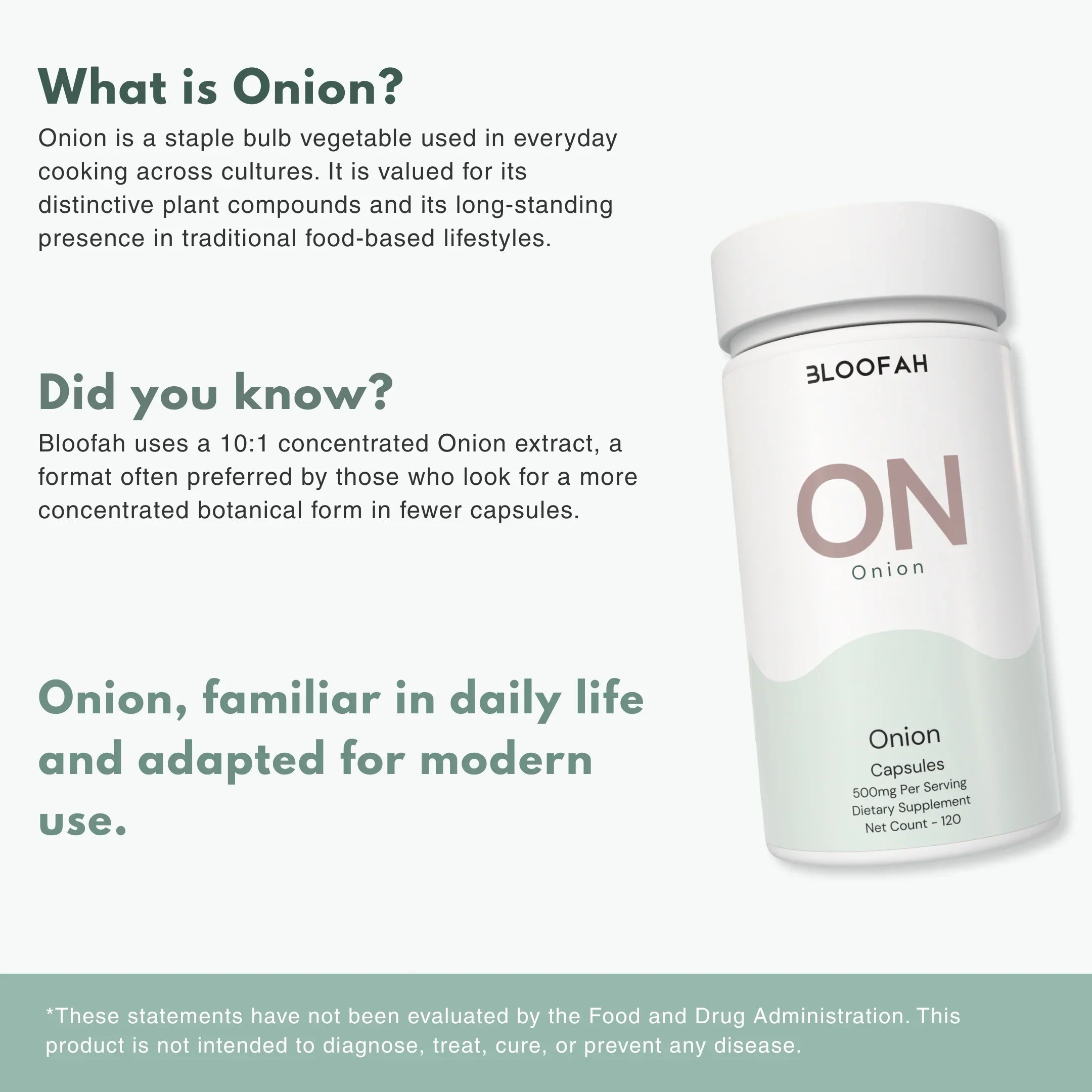 Bloofah ON Onion Capsules 500mg | Allium cepa Bulb Extract | 120 Capsules