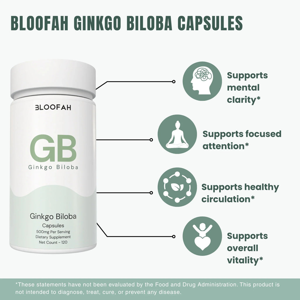 Bloofah GB Ginkgo Biloba Capsules 500mg | Ginkgo biloba Leaf Extract | 120 Capsules
