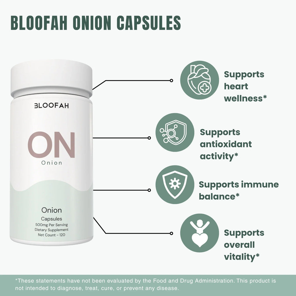 Bloofah ON Onion Capsules 500mg | Allium cepa Bulb Extract | 120 Capsules