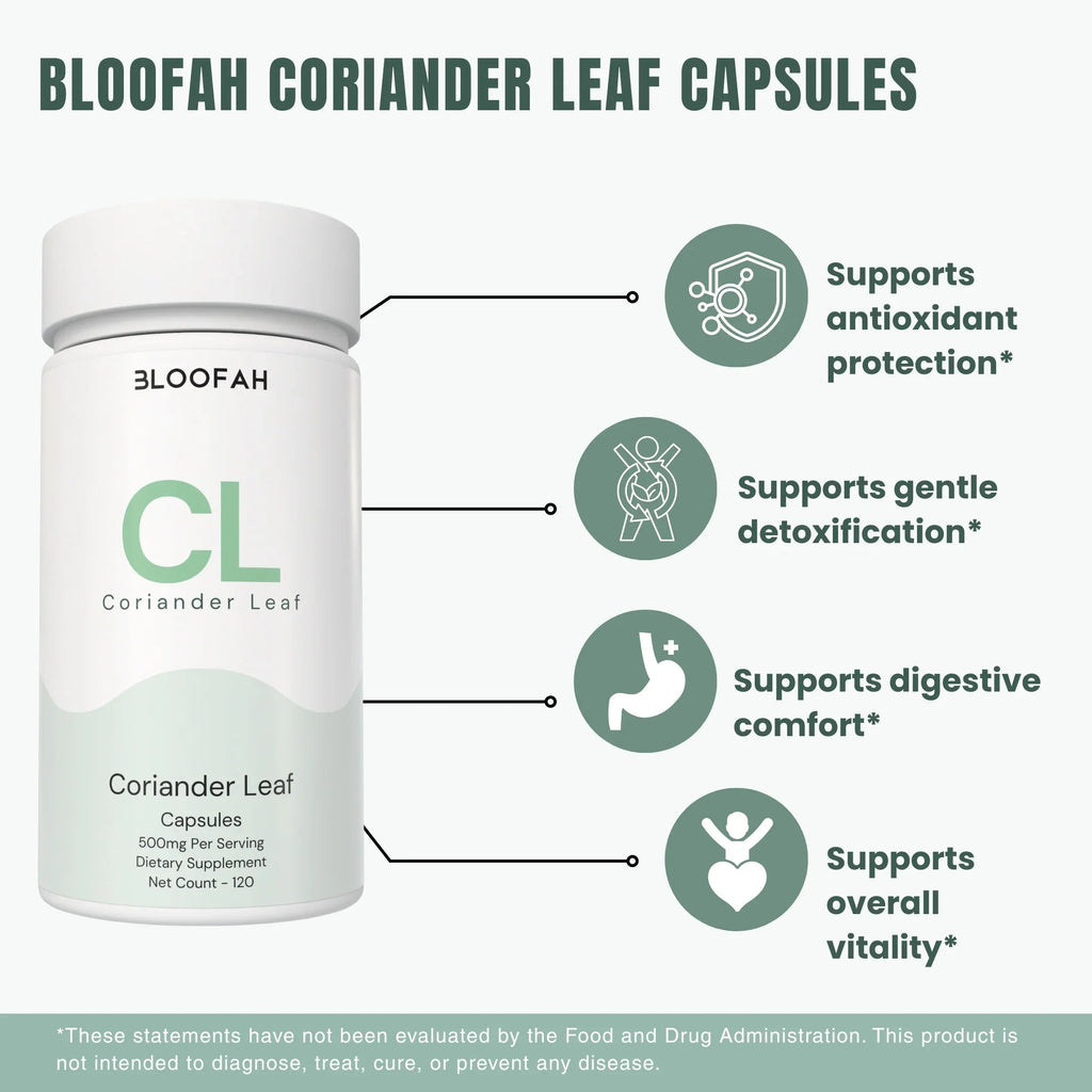 Bloofah CL Coriander Capsules 500mg | Coriandrum sativum Leaf Extract | 120 Capsules