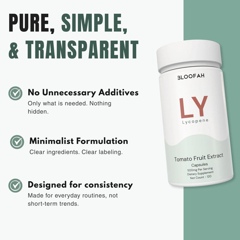 Bloofah LY Lycopene Supplement 500mg | Tomato Fruit Extract Capsules | Rich in Naturally Occuring Lycopene