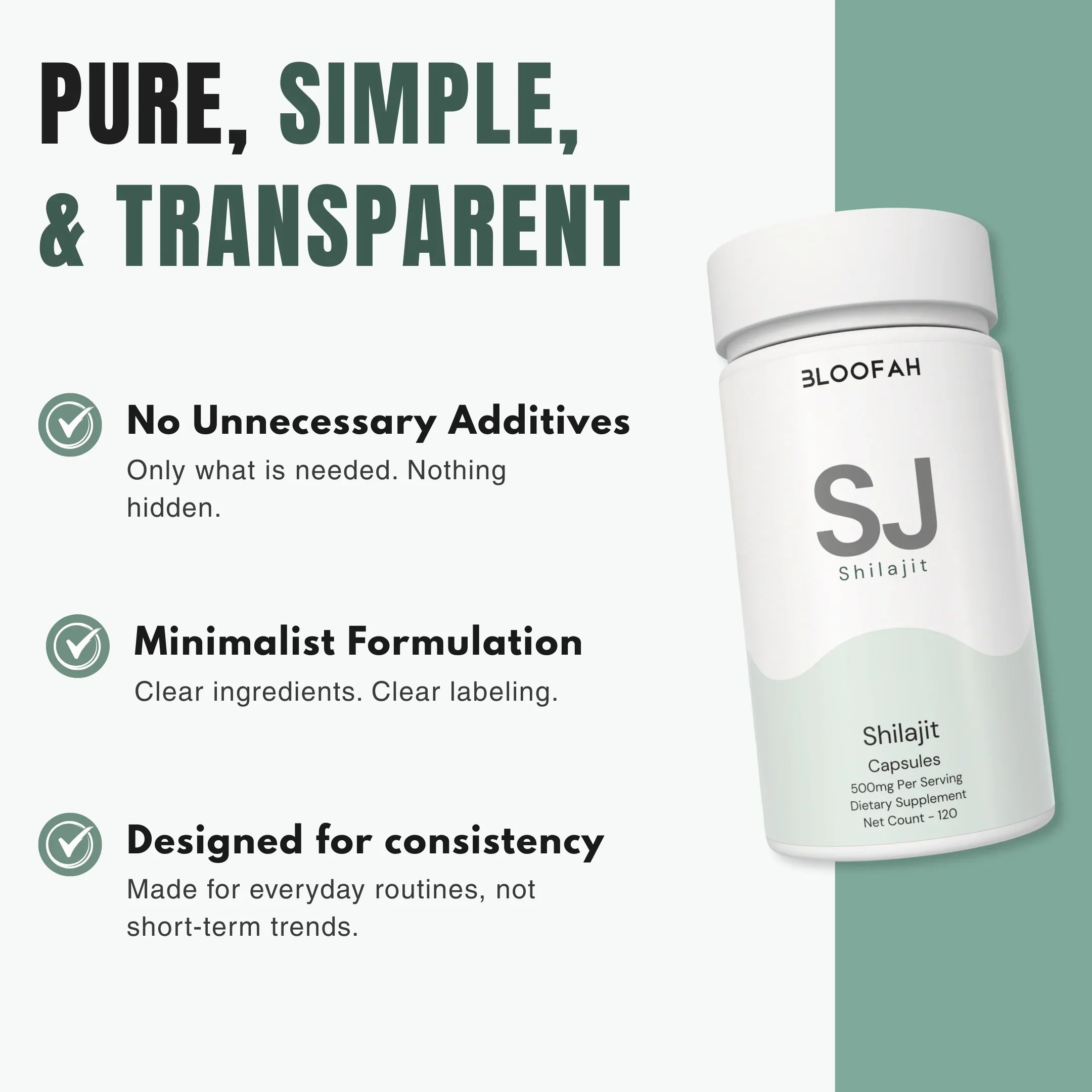 Bloofah SJ Shilajit Capsules 500mg | Himalayan Mineral Resin Extract | 120 Capsules