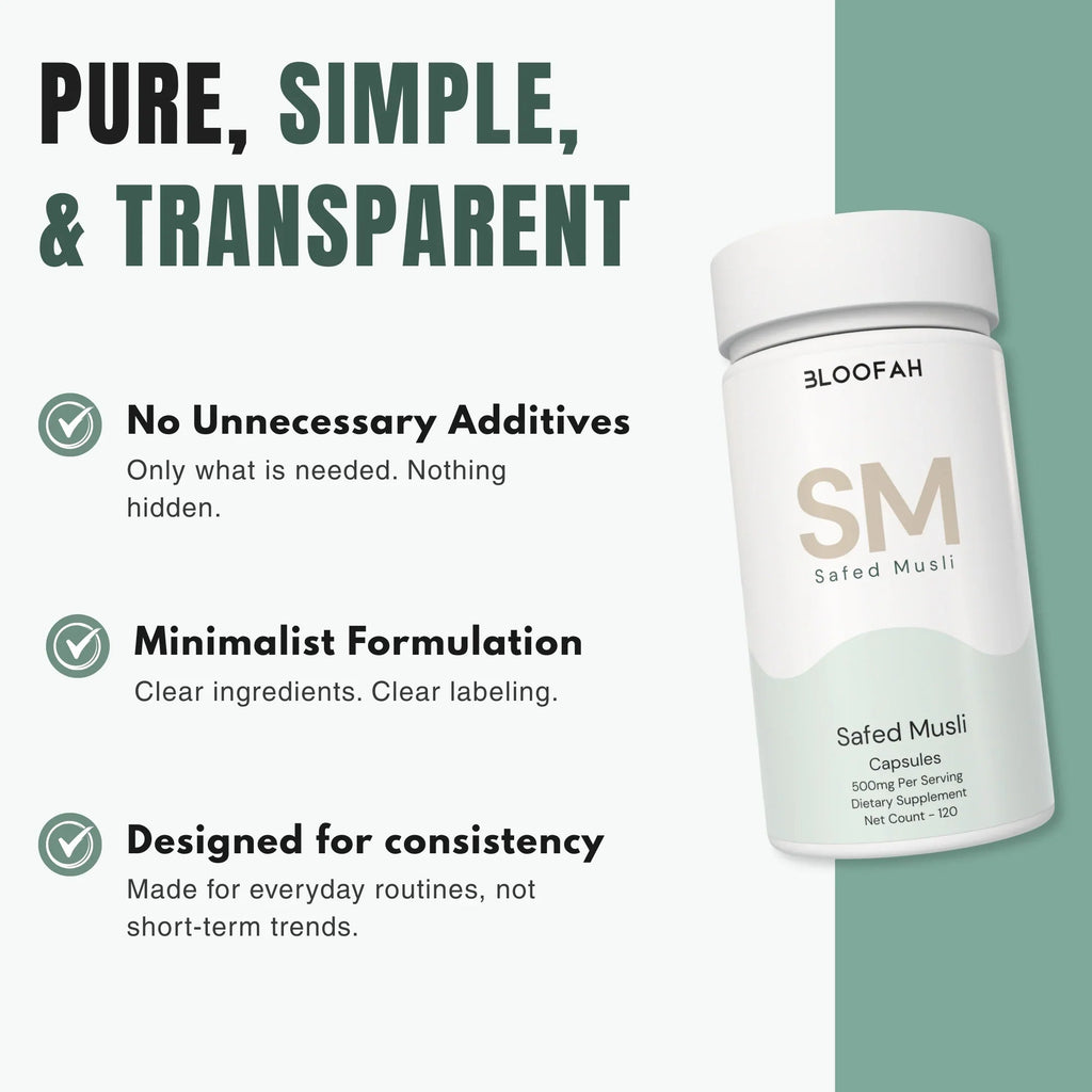 Bloofah SM Safed Musli Capsules 500mg | Chlorophytum borivilianum Root Extract | 120 Capsules
