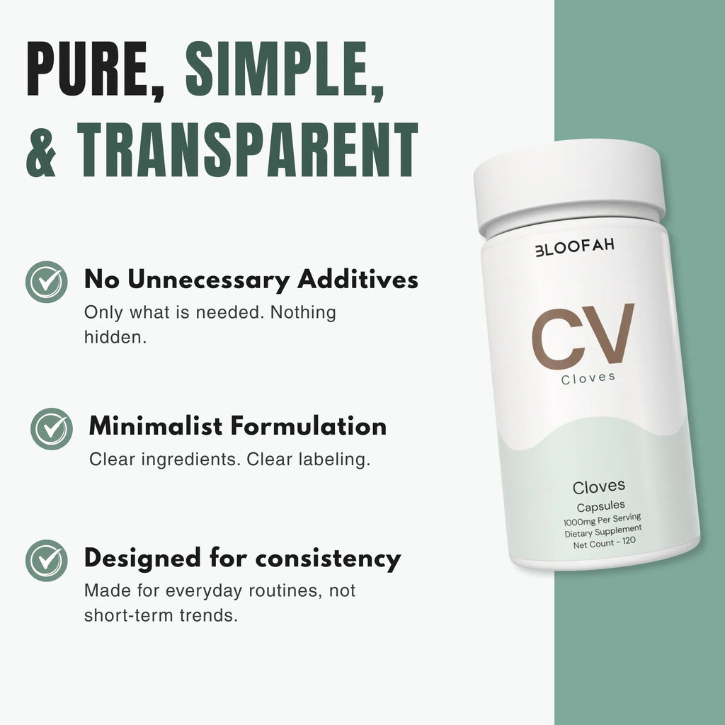 Bloofah CV Clove Capsules 1000mg | Syzygium aromaticum Bud | 120 Capsules