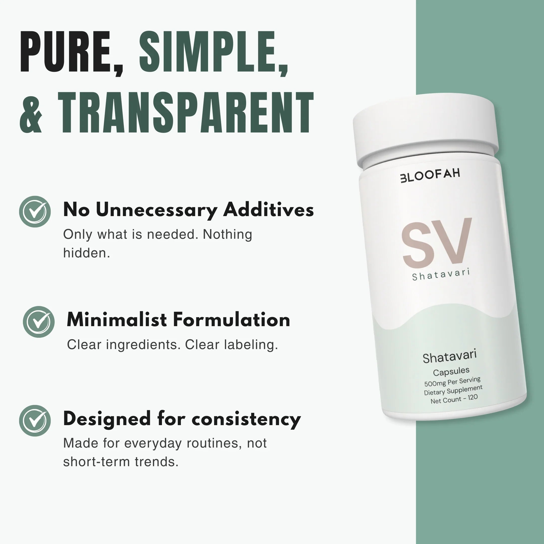 Bloofah SV Shatavari Capsules 500mg | Asparagus racemosus Root Extract | 120 Capsules