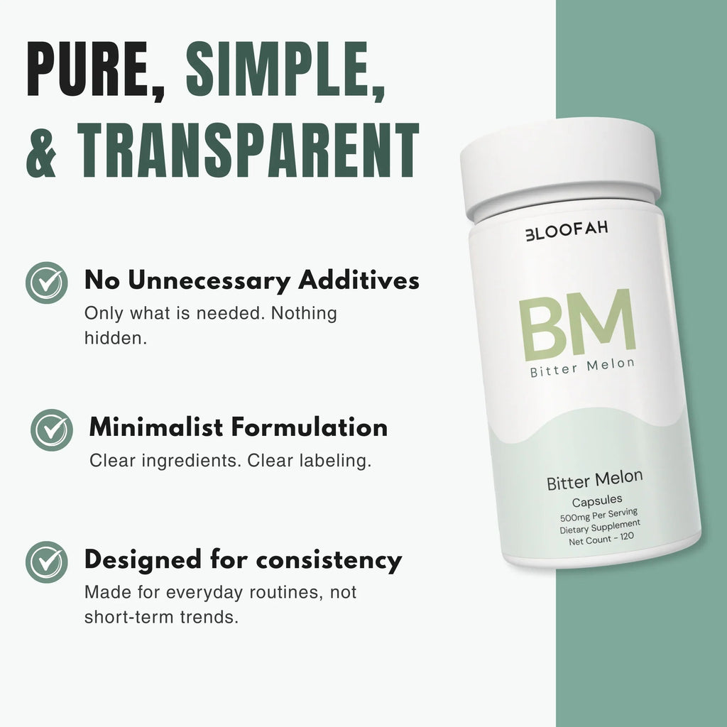 Bloofah BM Bitter Melon Capsules 500mg | Momordica charantia Extract | 120 Capsules