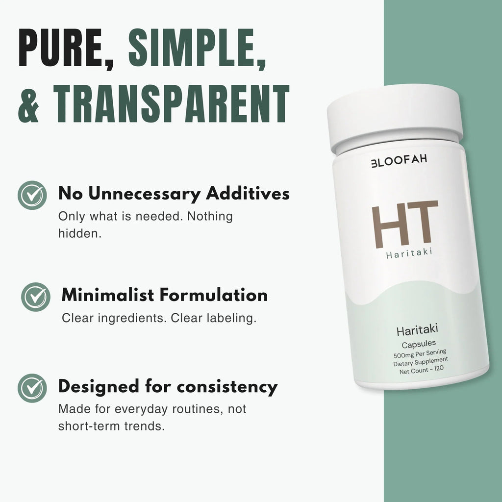Bloofah HT Haritaki Capsules 500mg | Terminalia chebula Fruit Extract | 120 Capsules