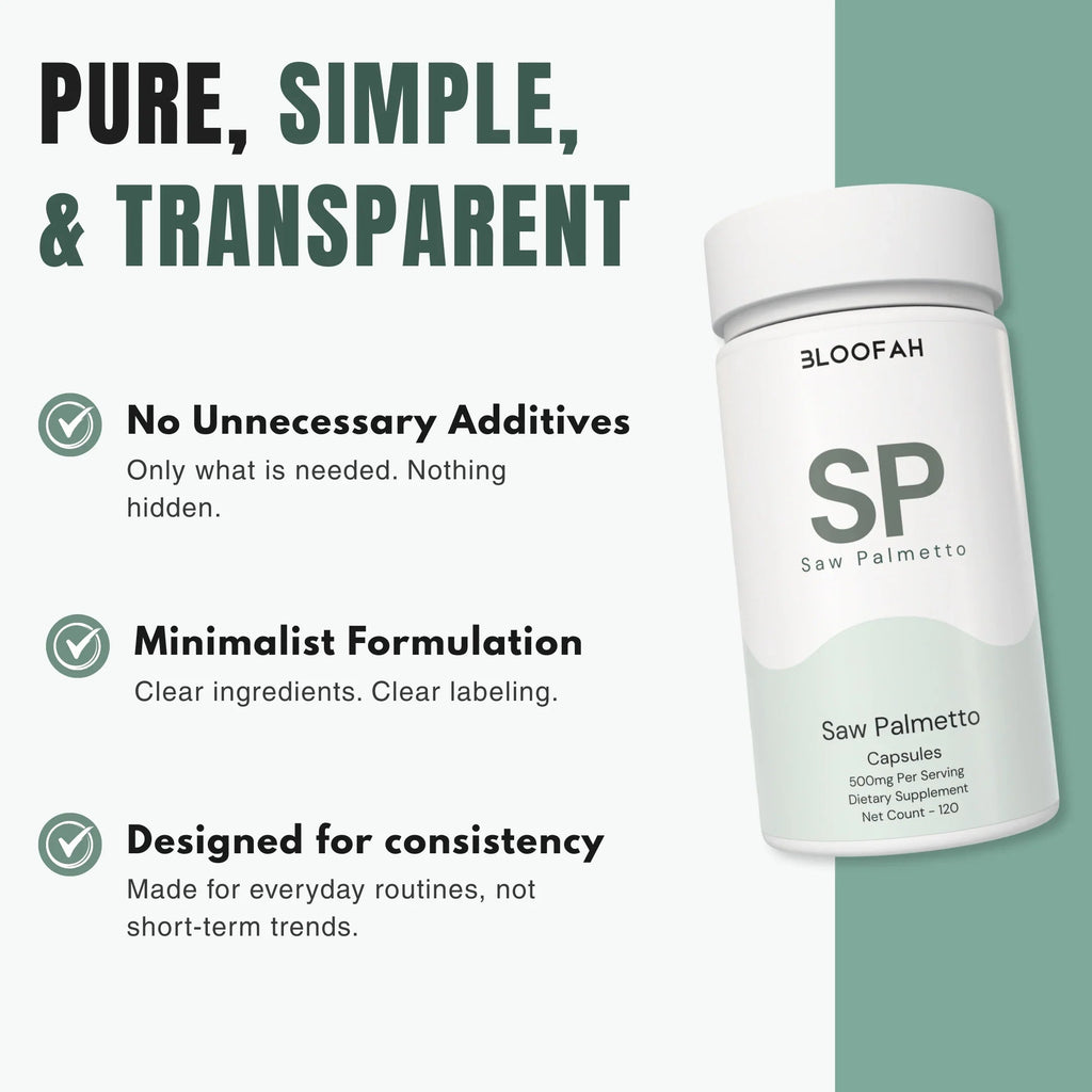 Bloofah SP Saw Palmetto Capsules 500mg | Serenoa repens Berry Extract | 120 Capsules