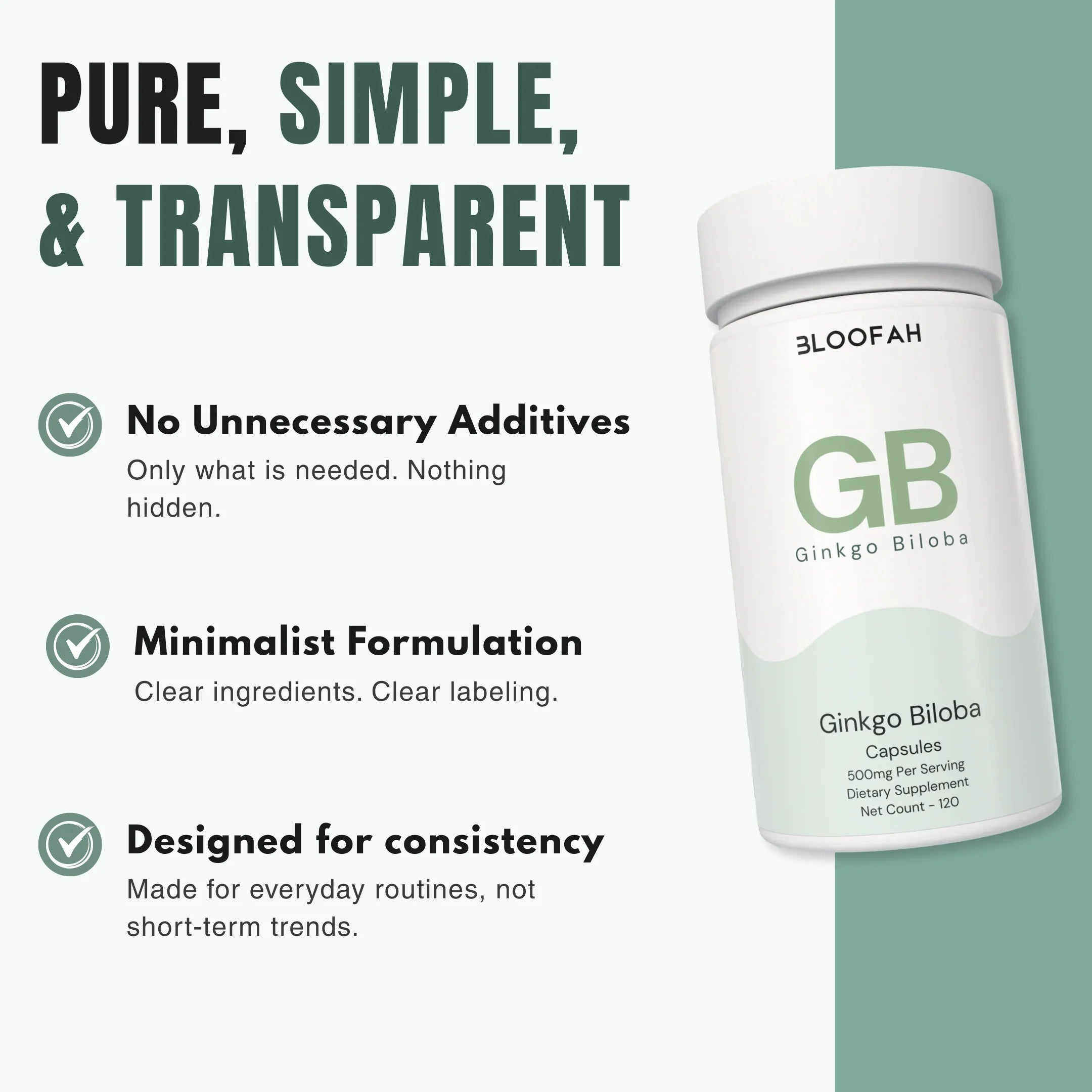 Bloofah GB Ginkgo Biloba Capsules 500mg | Ginkgo biloba Leaf Extract | 120 Capsules