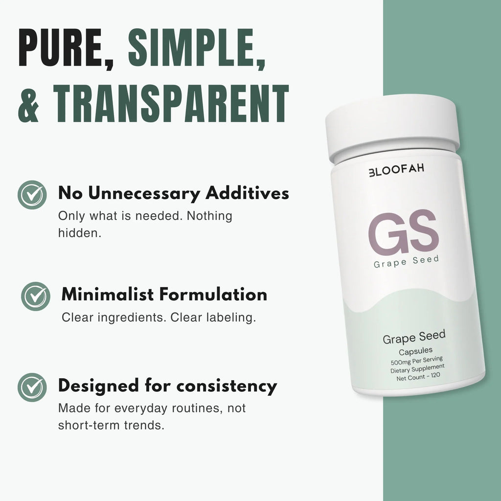 Bloofah GS Grape Seed Capsules 500mg | Vitis vinifera Extract | 120 Capsules