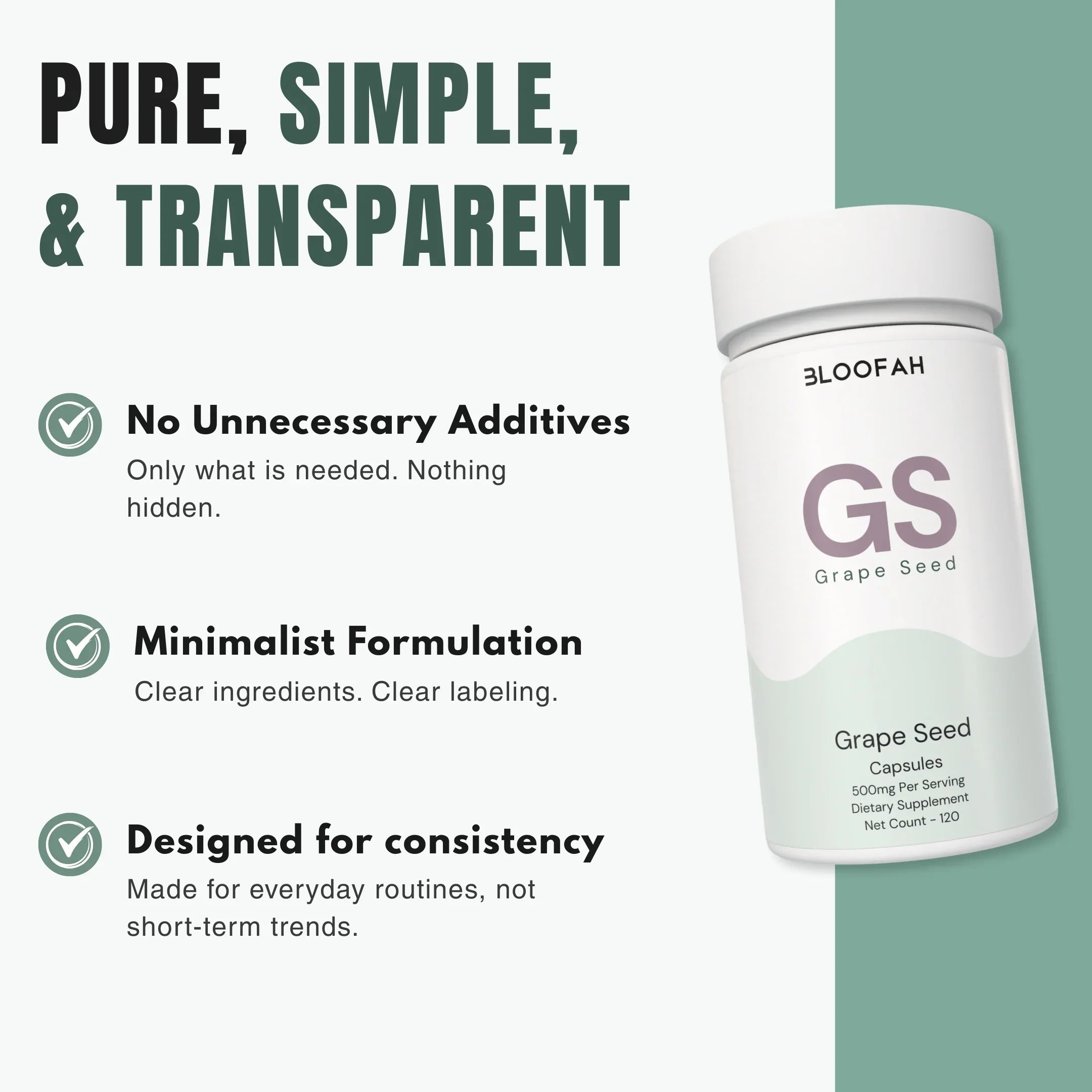 Bloofah GS Grape Seed Capsules 500mg | Vitis vinifera Extract | 120 Capsules