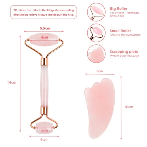 Rose Quartz Roller Slimming Face Massager Lifting Natural Jade Facial