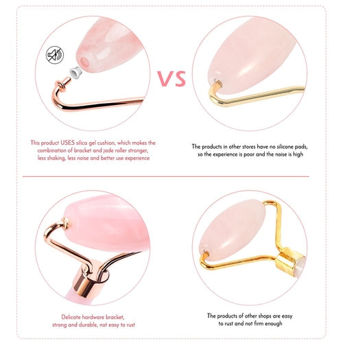 Rose Quartz Roller Slimming Face Massager Lifting Natural Jade Facial