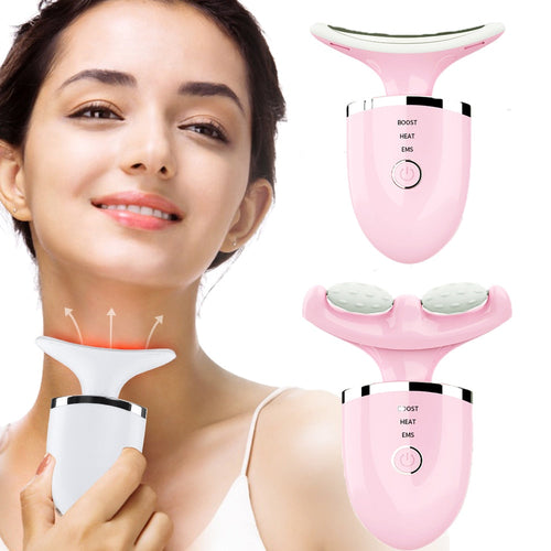 2 Roller Face Massager Neck Beauty Device EMS LED Photon Therapy Skin