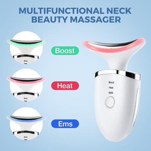 2 Roller Face Massager Neck Beauty Device EMS LED Photon Therapy Skin