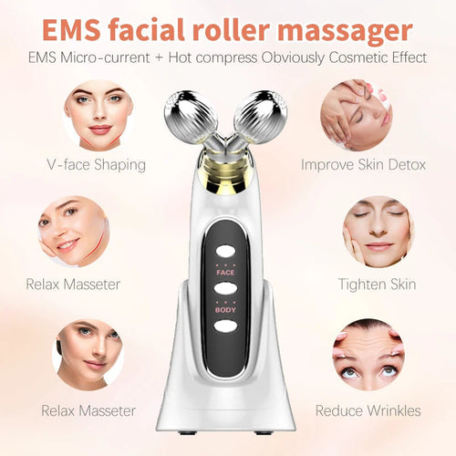 4D EMS Facial Roller Massager Beauty Machine for Skin Tightening Face