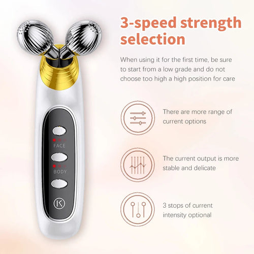 4D EMS Facial Roller Massager Beauty Machine for Skin Tightening Face