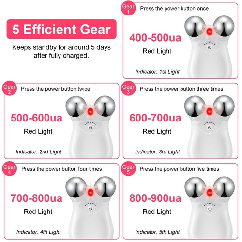 1Pc Micro-current Face Massager Rechargeable Face Neck Roller