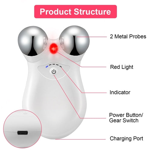 1Pc Micro-current Face Massager Rechargeable Face Neck Roller