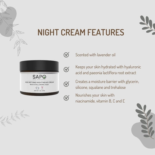 Sapo Night Cream - Hydrating Overnight Face Moisturizer with