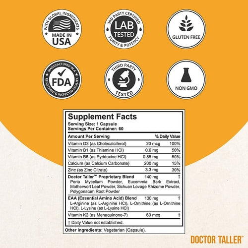 Doctor Taller Capsules for Kids Ages 8+ & Teens, 60 Vegan Capsules