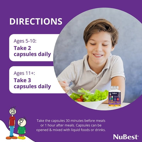 NuBest Tall Growth Support for Kids Ages 5+ & Teens, Non-Milk, 60