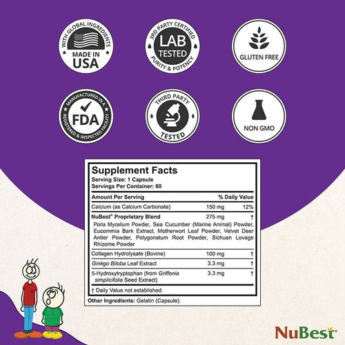 NuBest Tall Growth Support for Kids Ages 5+ & Teens, Non-Milk, 60