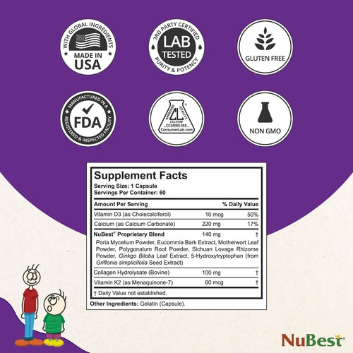 NuBest Tall 10+ Growth Support for Ages 10+ & Teens, 60 Capsules